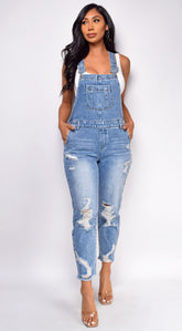 Karina Blue Medium Wash Denim Overalls